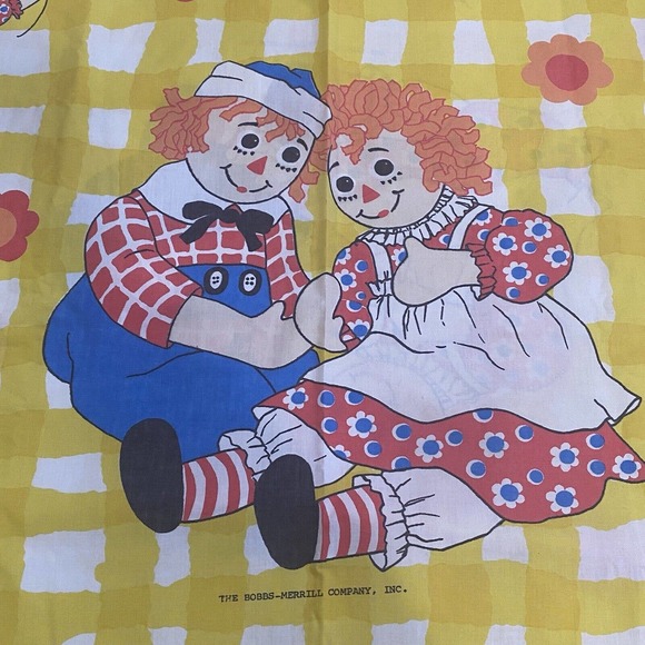 Vintage Raggedy Ann Andy Doll Flat Sheet - Picture 2 of 7
